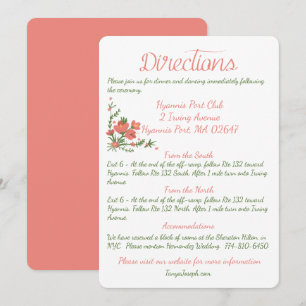 Invitation Directions Florales Roses / Détails Mariage Corail