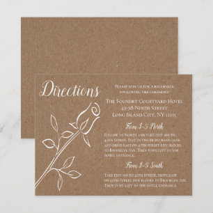 Invitation Directions Mariage Kraft Rose Campagnard Brun