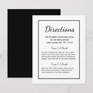 Invitation Directions Mariage Minimaliste Noir et Blanc