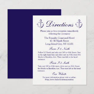 Invitation Directions nautiques bateau ancre mariage bleu mar