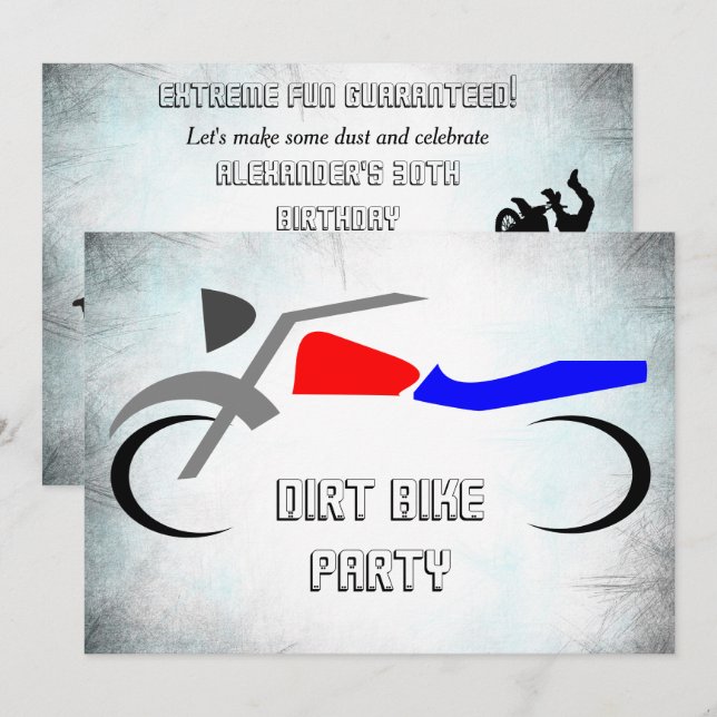 Invitation Dirt Bike 30e anniversaire (Devant / Derrière)
