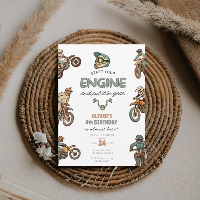 Invitation Dirt bike boy 4th birthday (Créateur téléchargé)