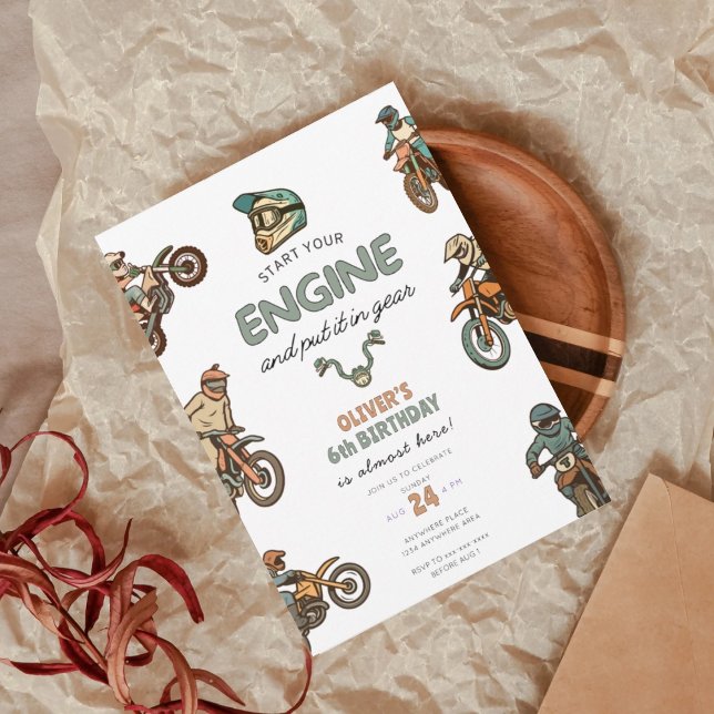 Invitation Dirt bike boy 6th birthday (Créateur téléchargé)