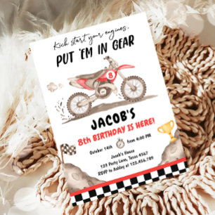 Invitation Dirt Bike Motorcross Course Vélo Boy Anniversaire