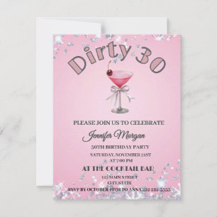Invitation Dirty 30 Coquette Martin Anniversaire Thème
