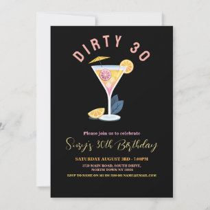 Invitation Dirty 30 Femmes Anniversaire Trente Cocktails Mart