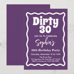 Invitation Dirty 30 Wavy Curve Squiggle 30e fête d'anniversai