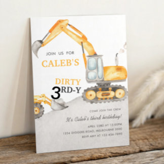 Invitation Dirty 3RD-Y Construction 3rd Birthday Party