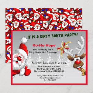 Invitation Dirty Père Noël prêt pour le échange de cadeaux Pè