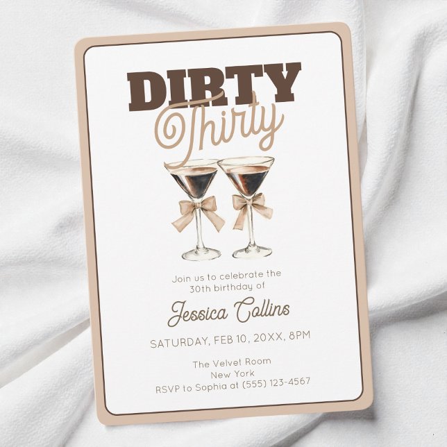 Invitation Dirty Thirty Espresso Cocktail 30e fête d'annivers (Dirty Thirty Espresso Cocktail 30th Birthday Party Invitation)