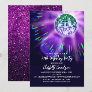 Invitation Disco 21e fête d'anniversaire