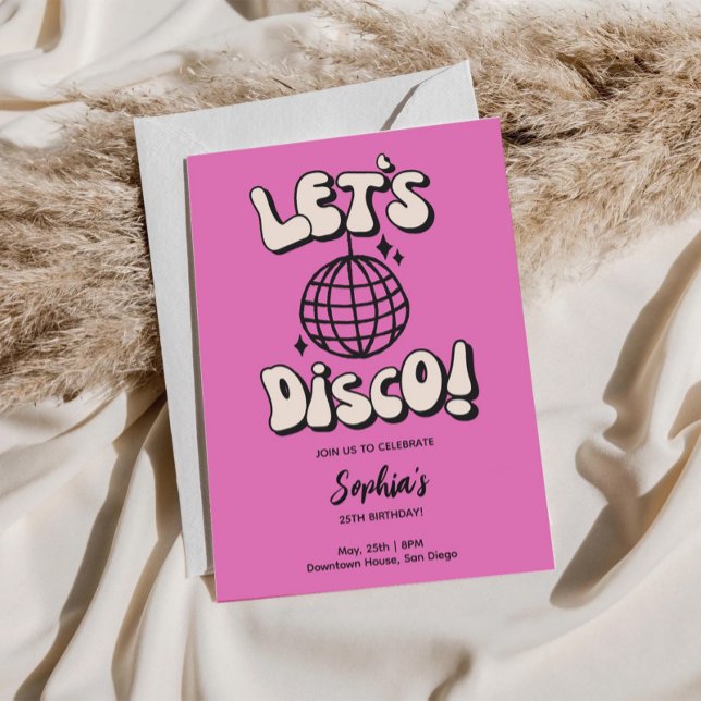 Invitation Disco Anniversaire de la fête Magenta (Créateur téléchargé)