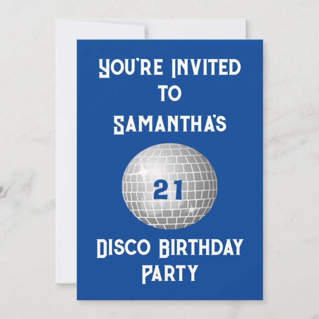 Invitation Disco Anniversaire Fête N'Importe Quel Âge Disco B (Devant)