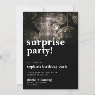 Invitation Disco Ball Bold Moderne Surprise fête d'anniversai