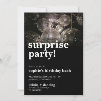 Invitation Disco Ball Bold Moderne Surprise fête d'anniversai
