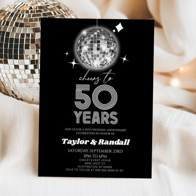 Invitation Disco Ball Cheers To 50 Years Wedding Anniversary (Créateur téléchargé)