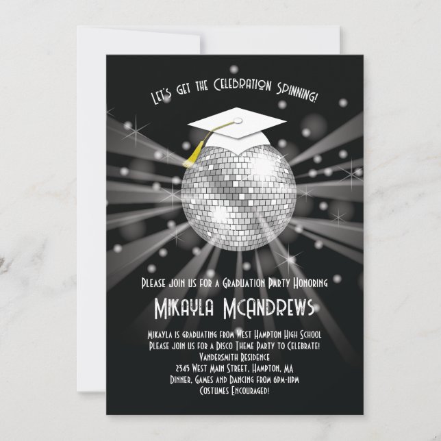 Invitation Disco Ball Graduation Party (Devant)