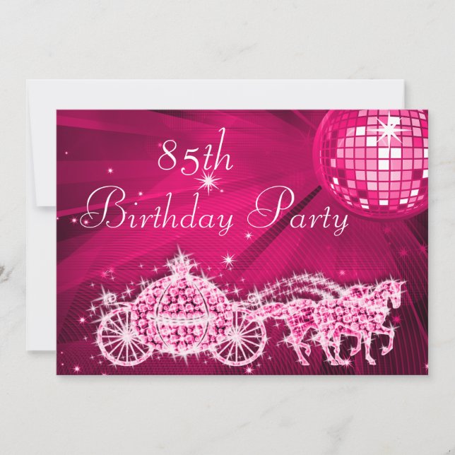 Invitation Disco Ball, Princess Coach & Horses 85e anniversai (Devant)