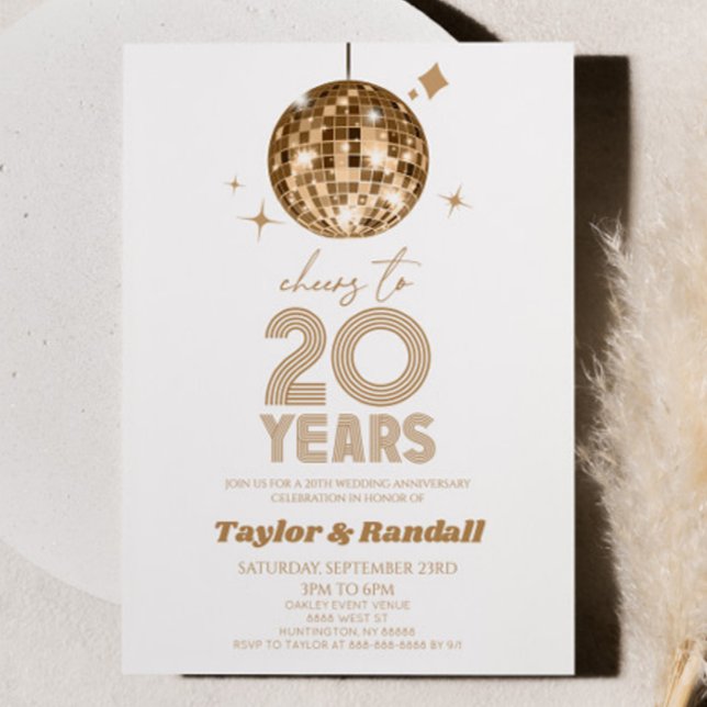 Invitation Disco Ball Salue À 20 Anniversaire Mariage (Créateur téléchargé)