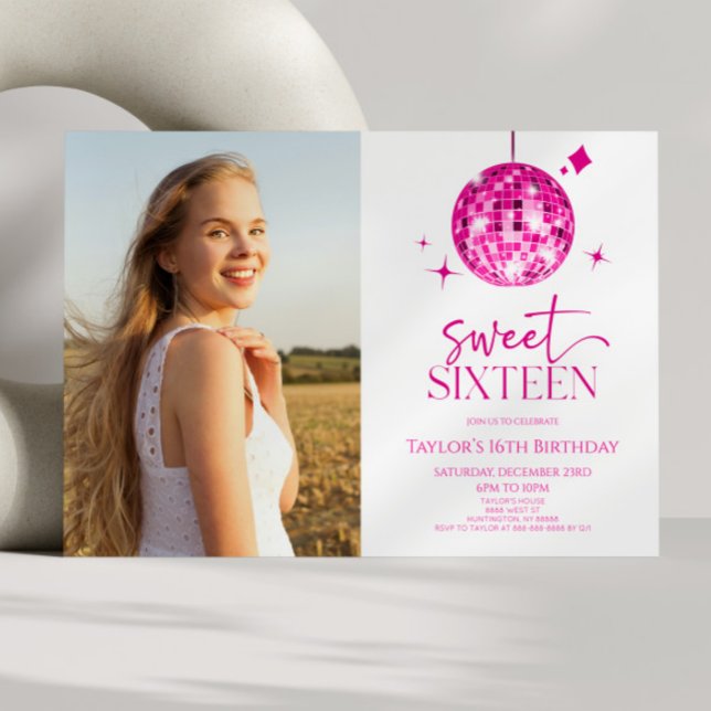 Invitation Disco Ball Sweet sixteen 16ème anniversaire (Créateur téléchargé)