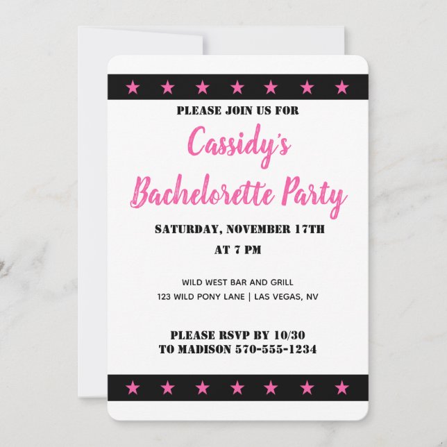 Invitation Disco Cowgirl Bacheloro Party Personnalisé (Devant)
