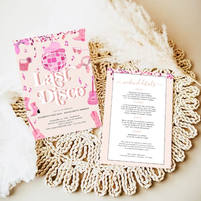 Invitation Disco Cowgirl Nashville Rose Rodeo | Bachelorette (Créateur téléchargé)