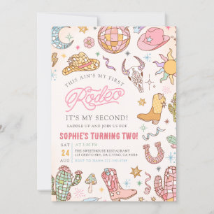 Invitation Disco Cowgirl Rodeo 2e fête d'anniversaire