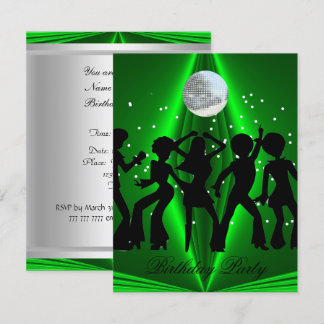 Invitation Disco Dance Green fête d'anniversaire