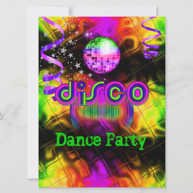 Invitation Disco Dance Party Musique psychédélique (Devant)