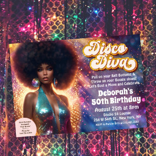 Invitation Disco Diva Afro-Américaine 70s