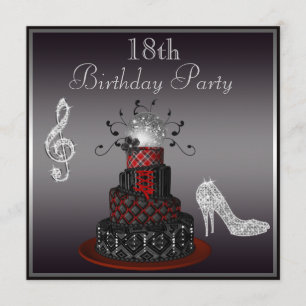 Invitation Disco Diva Gâteau, talons d'argent 18e anniversair
