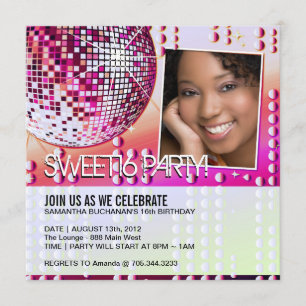 Invitation disco luxueuse pour un Sweet Sixteen