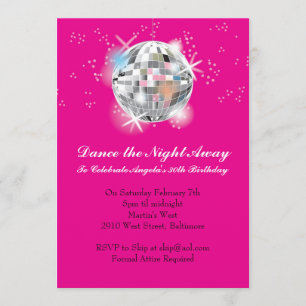 Invitation Disco Party avec un Arrière - plan rose