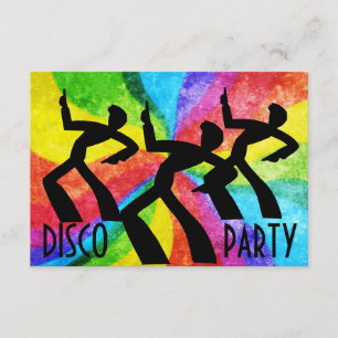 Invitation Disco Party - Dancing People and Rainbow Swils