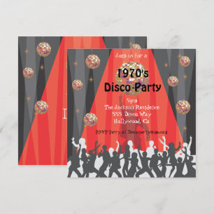 Invitation Disco Party des années 1970