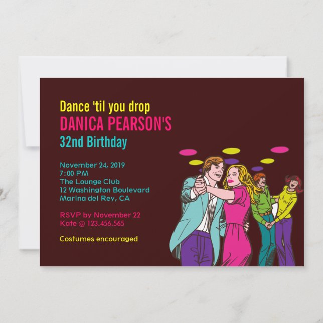 Invitation Disco Party des années 70 - Danse (Dos)