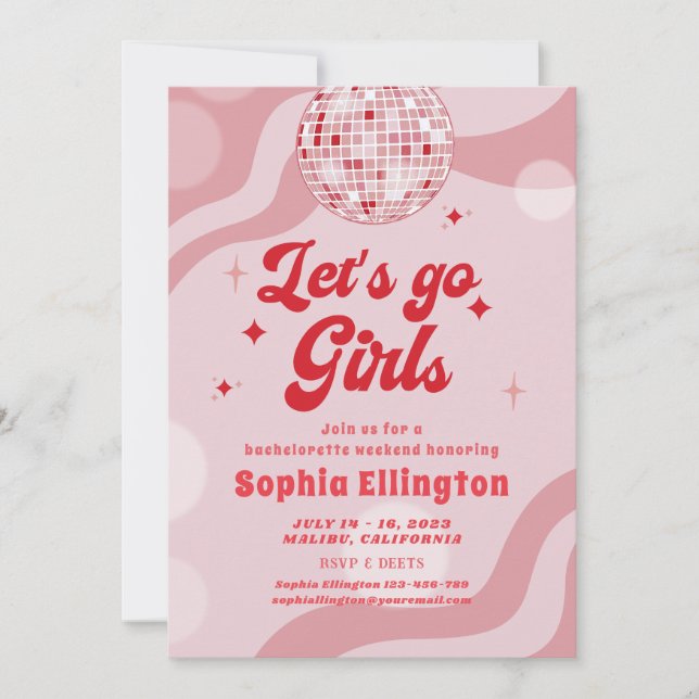 Invitation Disco Retro les années 70 Bachelorette Heekend Iti (Devant)