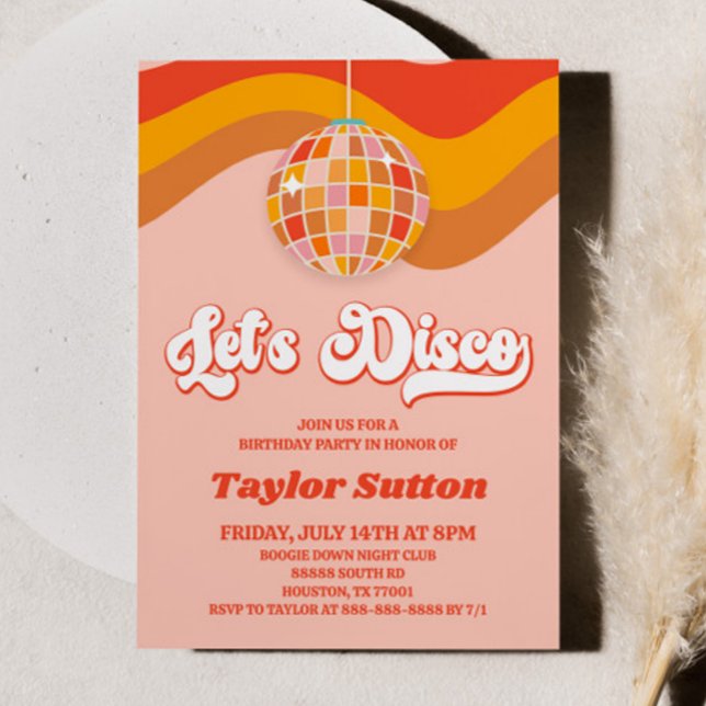 Invitation Disco Retro les années 70 fête d'anniversaire (Créateur téléchargé)