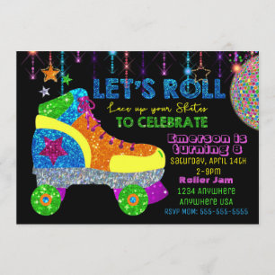Invitation Disco Roller Skate Party, Patinage, parties scinti