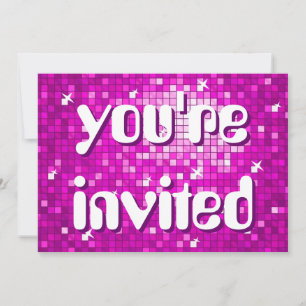 Invitation Disco Tiles rose 'vous êtes invité' texte d'amélie
