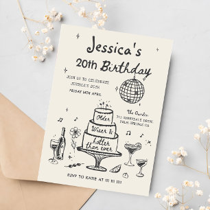 Invitation Disco Whimsical Main Tirée Funky Birthday Party