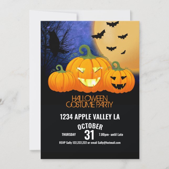 Invitation Discothèque de fête de l'halloween en citrouille (Devant)
