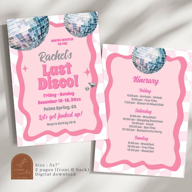 Invitation Discothèque Dernière rose Super Bachelorette Party (Créateur téléchargé)