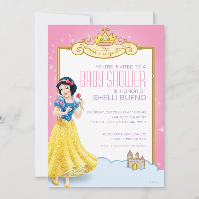 Invitation Disney Blanche Neige C'est un Baby shower de fille (Devant)