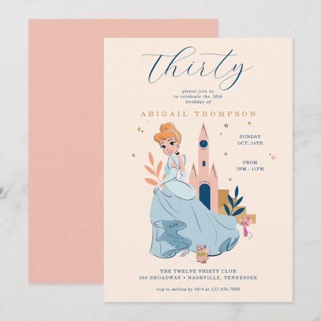 Invitation Disney Princess Cinderella | 30e anniversaire (Devant / Derrière)