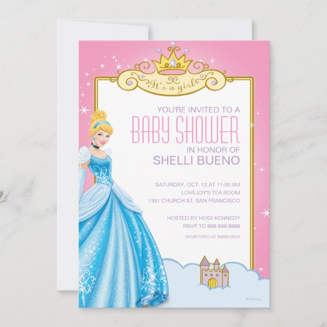 Invitation Disney Princess Cinderella C'est un Baby shower fé (Devant)