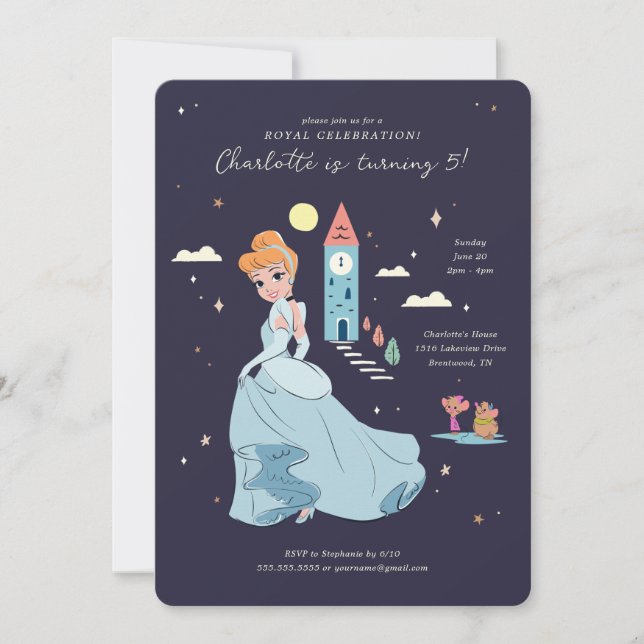 Invitation Disney Princess Cinderella l Girls Anniversaire (Devant)