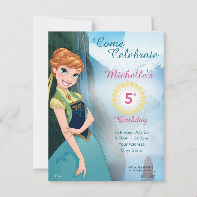 Invitation Disney's Frozen Anna Anniversaire Party (Devant)