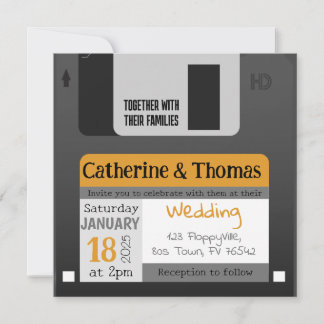 Invitation Disquette amusante Disque 80s 90s Mariage