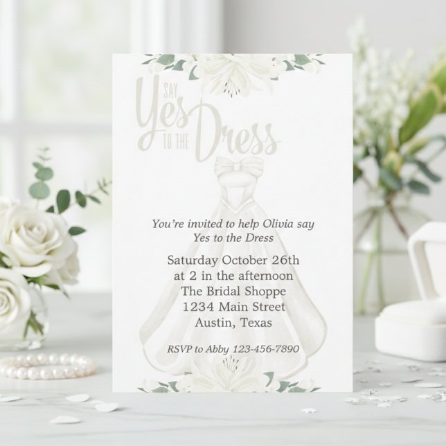 Invitation Dites Oui À La Mariée Robe (Say Yes To The Dress Bridal Invitation)